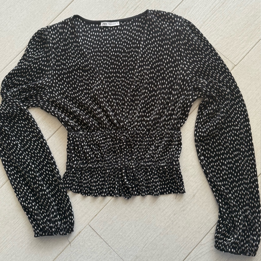 Zara Black and White Polka Dot Top